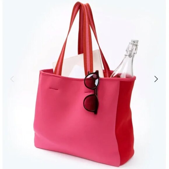 Summersalt The Perfect Beach Tote (Color: Hibiscus & Lava) pink and red neoprene - Picture 1 of 10